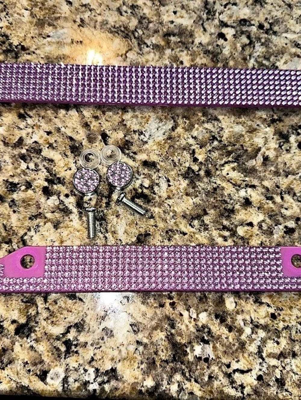 Purple Rhinestone Car License Plate Frame